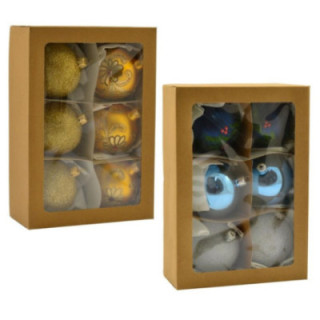 Bombki szklane 6szt 80mm dekorowane mix